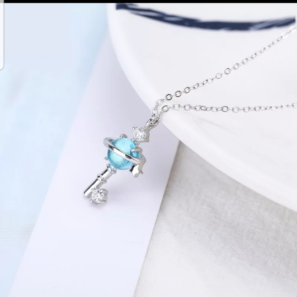 Silver Key water drop longsterling silver necklace - Picture 8 of 8
